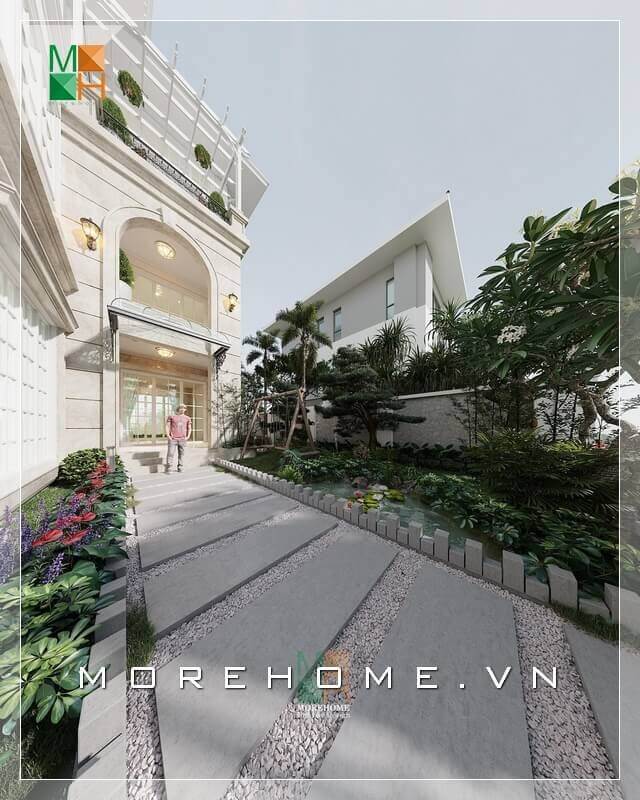 Vẻ đẹp của ngôi nhà phố được thể hiện ở mọi góc nhìn đều thấy được sự tinh tế trong từng chi tiết từ sân vườn đến tận phần mái cho thấy tâm huyết của các kiến trúc sư. thiết kế biệt thự